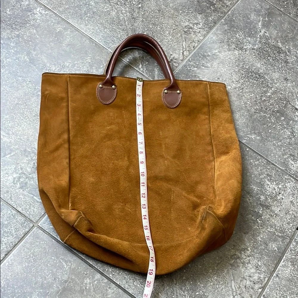 Vintage Brookstone 1970s-80s Butterscotch Brown Suede Tote Bag